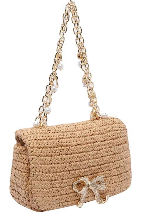 self-portrait for Men self-portrait Raffia Bow Charm Shoulder Bag