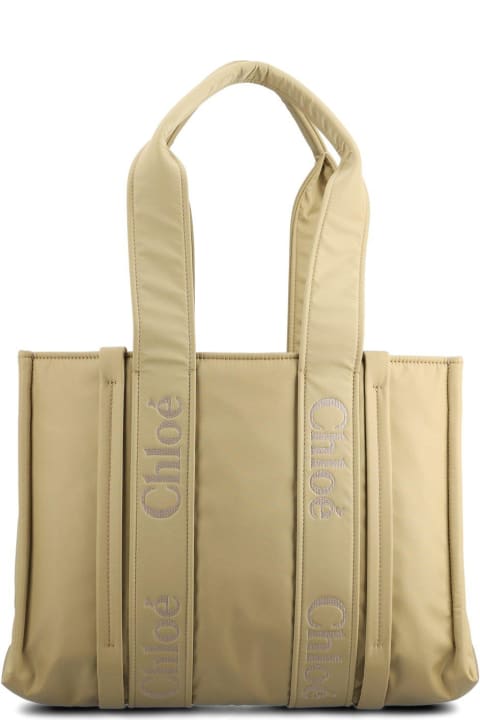 Bags for Women Chloé Woody Logo Embroidered Medium Tote Bag