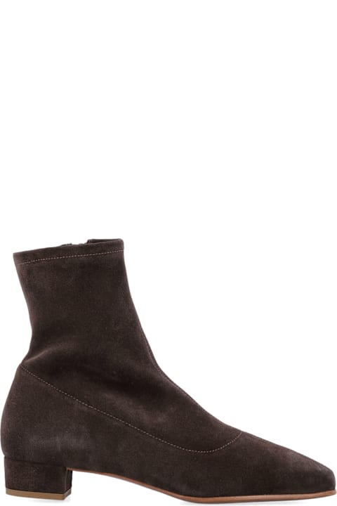 BY FAR Este Ristretto Brown Suede Ankle Boots