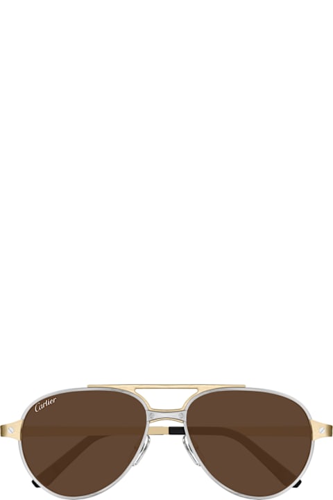 Cartier Eyewear Accessories for Men Cartier Eyewear Ct0476s Santos De Cartier 008 Silver Gold Brown Glasses