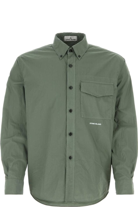 Stone Island Clothing for Men Stone Island Dark Green Poplin Shirt