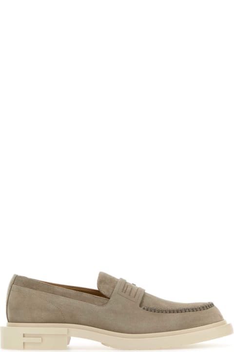 Fendi Loafers & Boat Shoes for Men Fendi Dove Grey Suede Frame Loafers