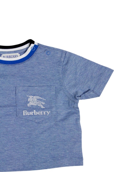 Topwear for Baby Boys Burberry Short-sleeved Crew-neck T-shirt In Cotton With Logo Pocket On The Chest