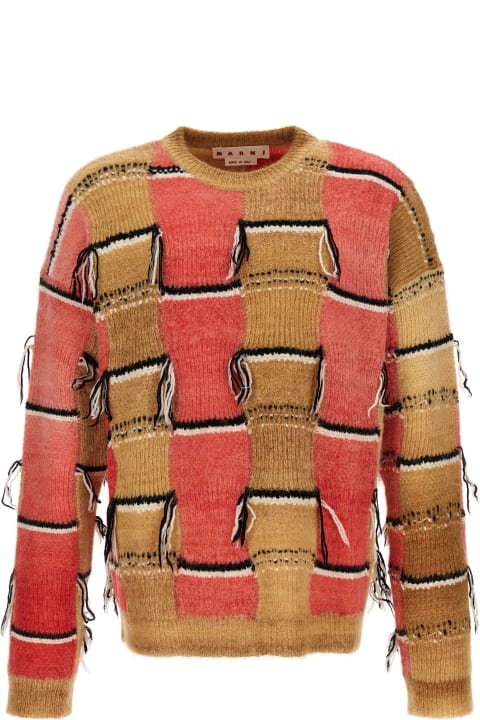 Sweaters for Men Marni Fringed Multicolor Sweater
