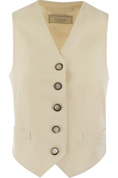 Peserico Coats & Jackets for Women Peserico Single-breasted Beige Waistcoat