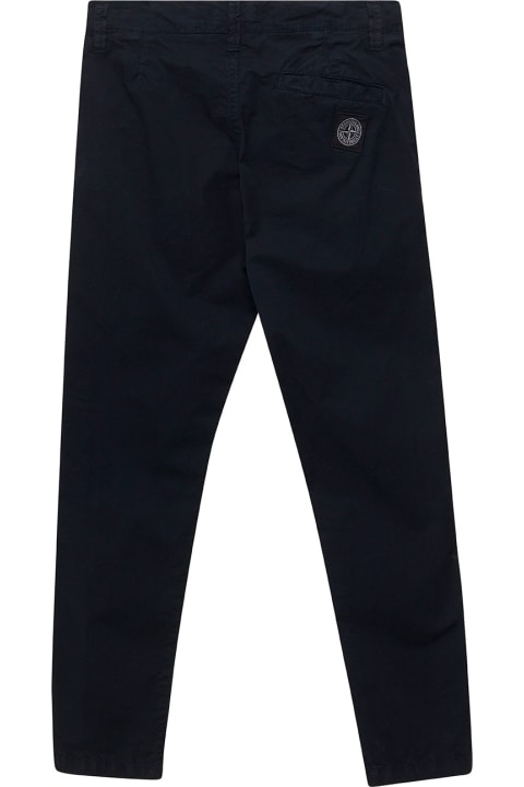 Stone Island Junior for Kids Stone Island Junior Blue Pants With Logo Patch In Stretch Cotton Boy