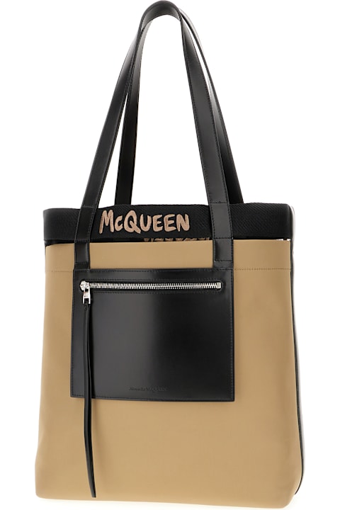 Alexander McQueen Totes for Men Alexander McQueen Logo Embroidered Shopper Bag