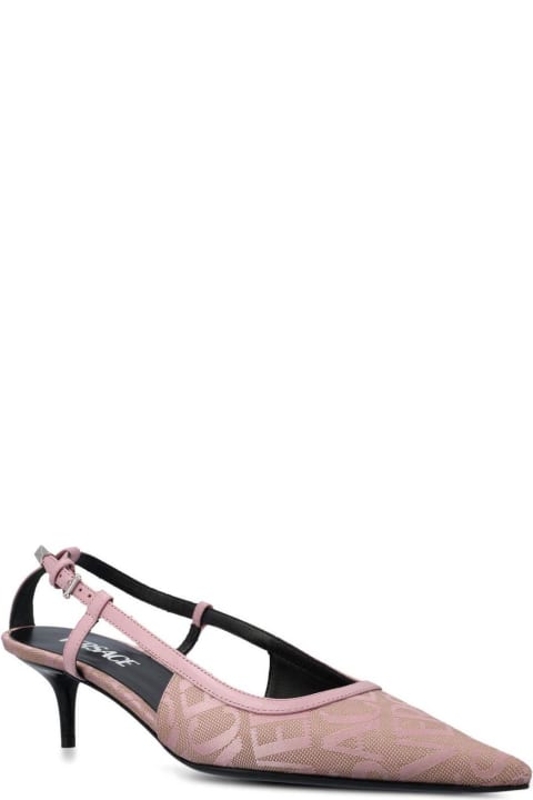 High-Heeled Shoes for Women Versace Logo Jacquard Slingback Pumps