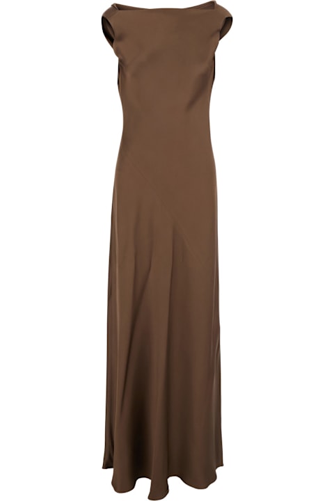 Antonelli for Kids Antonelli 'mara' Brown Long Dress With Draped Neckline In Acetate Blend Woman