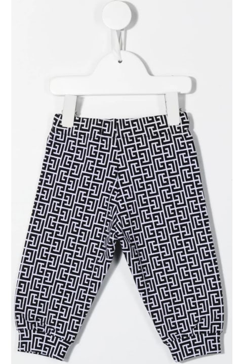 Baby White And Black Joggers With All-over Monogram