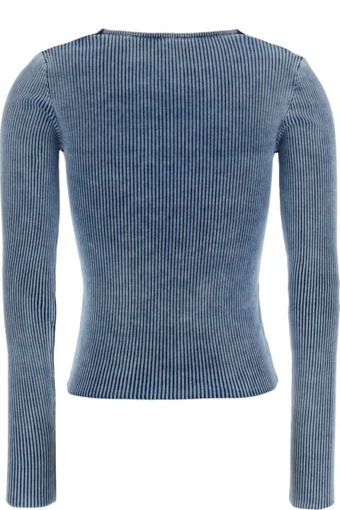 Clothing for Women Diesel Light-blue M-teri Ribbed Top In Cotton Woman