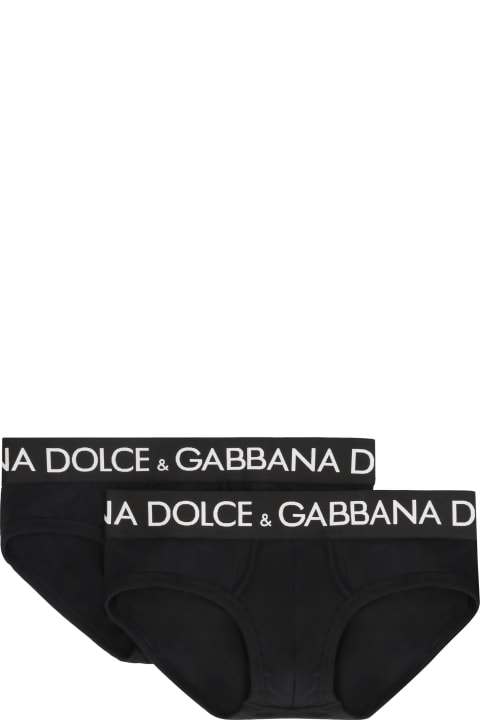 Dolce & Gabbana for Men Dolce & Gabbana Brando Set Of Two Cotton Briefs With Logoed Elastic Band