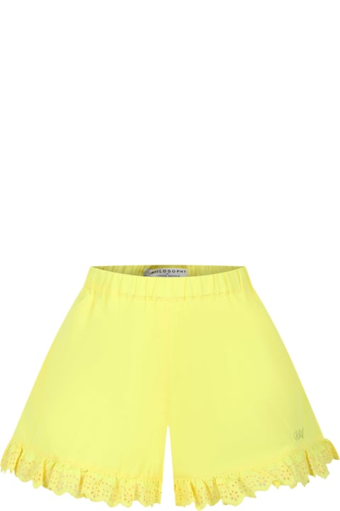 Yellow Shorts For Girl With Logo