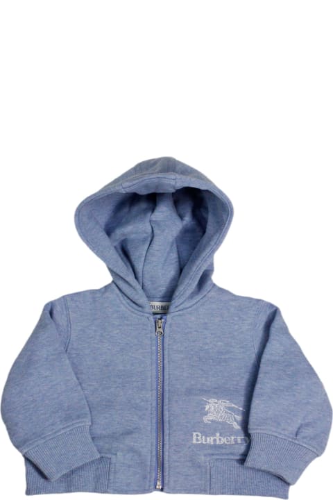 ガールズ トップス Burberry Full Zip Hooded Sweatshirt With Long Sleeves In Fine Cotton With Logo On The Front