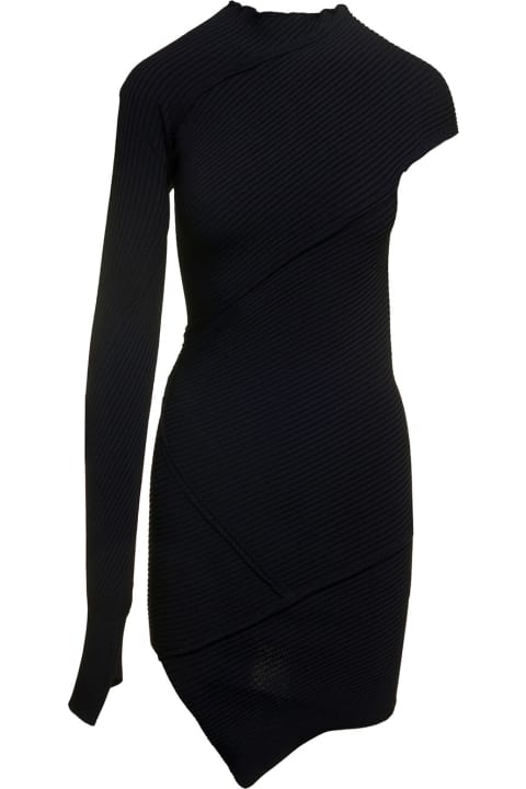 Fashion for Women Balenciaga Black Mini One-shoulder Dress With Asymmetric Motif In Viscose Woman
