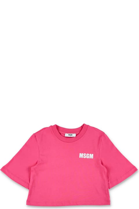 Topwear for Girls MSGM Logo Cropped T-shirt