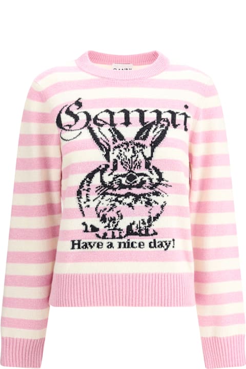 Ganni Sweaters for Women Ganni Striped Sweater With Rabbit