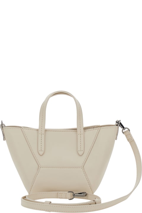 Fashion for Women Brunello Cucinelli 'bc Duo' White Crossbody Bag With Adjustable And Removable Shoulder Strap In Leather Woman