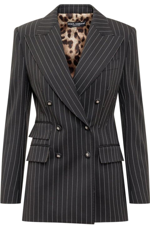 Striped Double-breasted Tailored Blazer