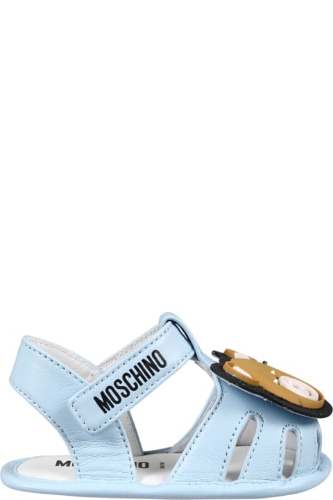 Fashion for Baby Boys Moschino Light Blue Sandals For Baby Boy With Teddy Bear
