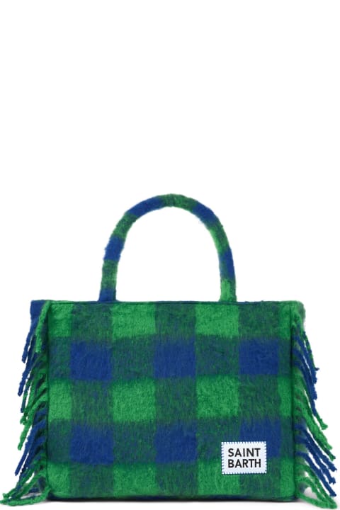 Homeware MC2 Saint Barth Vanity Blanket Shoulder Bag With Green And Blue Check