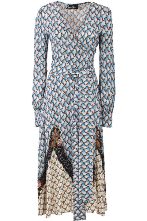 Fashion for Women Etro Floral Print Wrap Midi Dress