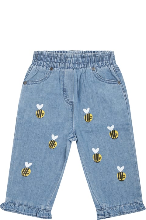 Bottoms for Baby Girls Stella McCartney Kids Blue Jeans For Baby Girl With Beees