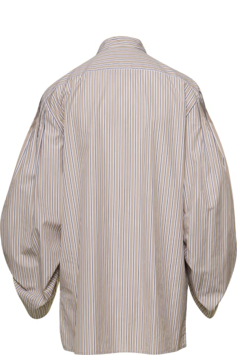 ウィメンズ Alberta Ferrettiのトップス Alberta Ferretti Beige Striped Poplin Shirt In Cotton Woman