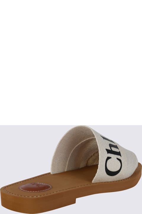 Chloé White Canvas Woody Flats