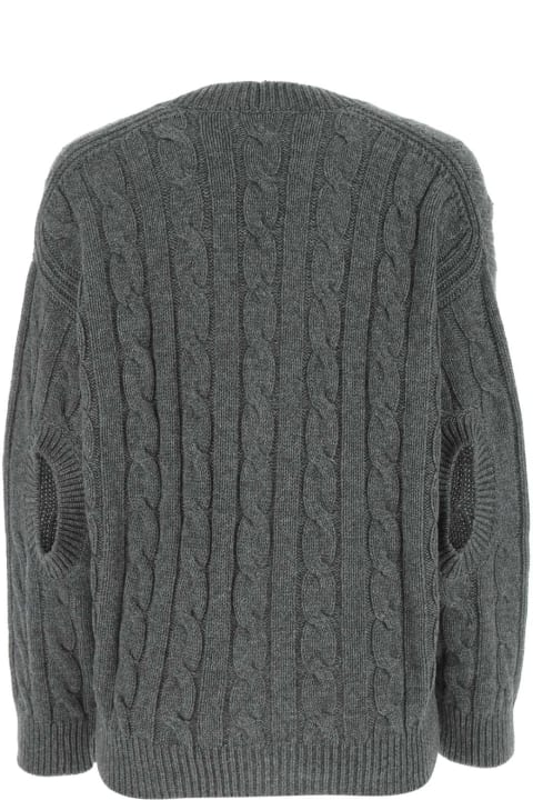 Prada Sweaters for Women Prada Grey Cashmere Oversize Cardigan
