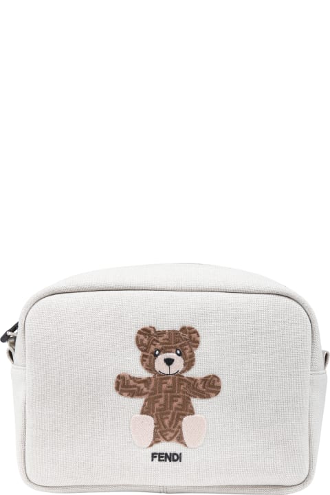 Fendi Beige Clutch Bag For Kids With Bear And Logo