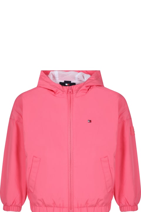 Tommy Hilfiger Kids Tommy Hilfiger Fuchsia Windbreaker For Girl With Embroidery