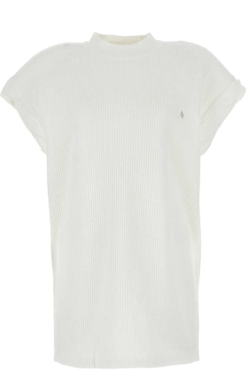Topwear for Women The Attico Shoulder-padded Waflle-effect Crewneck T-shirt