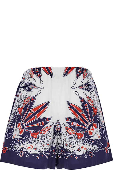 Homeware Gucci Blue Shorts With Gucci Bandana Print In Cotton Man