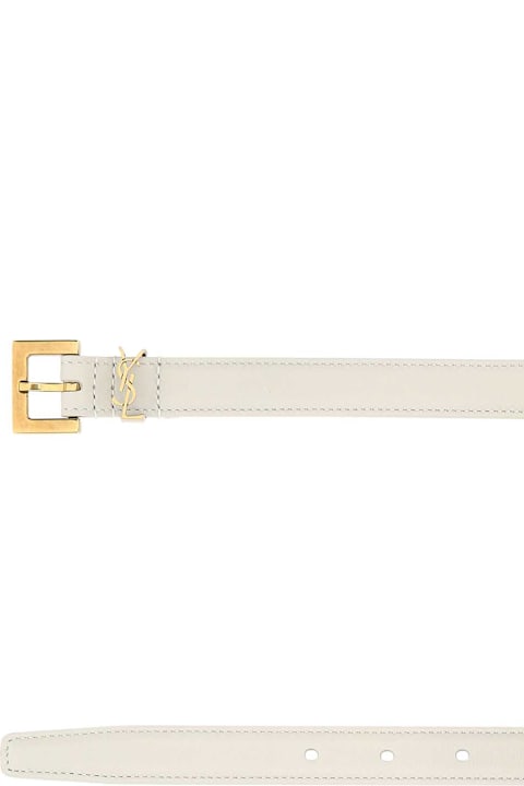 أحزمة لـ السيدات Saint Laurent White Leather Belt