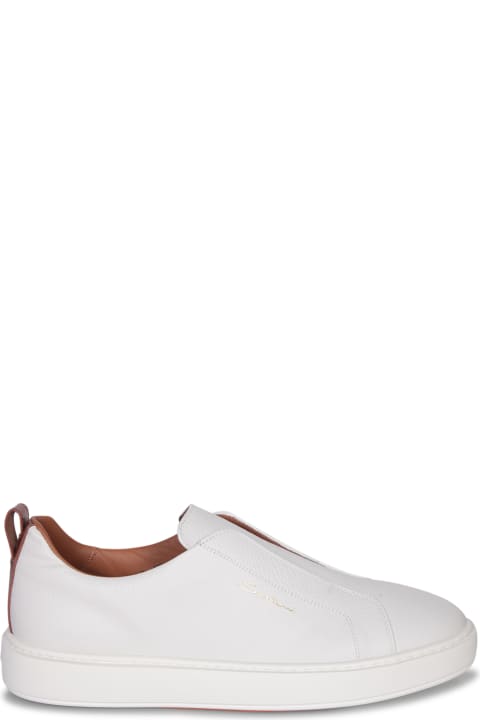 Fashion for Men Santoni Victory Grain White Sneakers