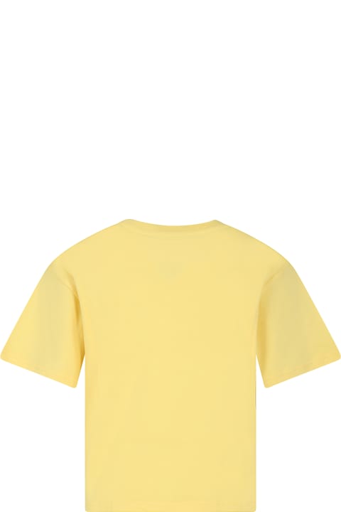 Fashion for Girls Little Marc Jacobs Yellow T-shirt For Girl With Bag Print And Logo