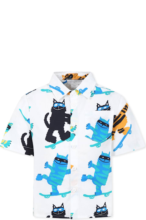 Homeware Stella McCartney Kids White Shirt For Boy With Cats