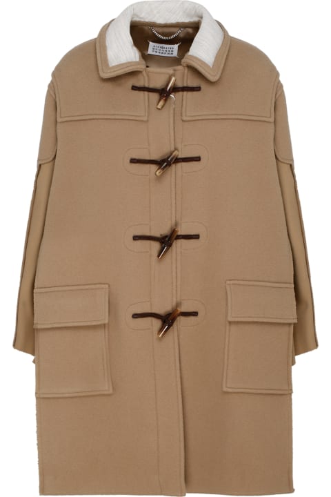 Coats & Jackets for Women Maison Margiela Beige Coat Cape With Frog Closure