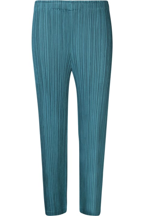 Issey Miyake for Women Issey Miyake Pleated Petrol Green Trousers