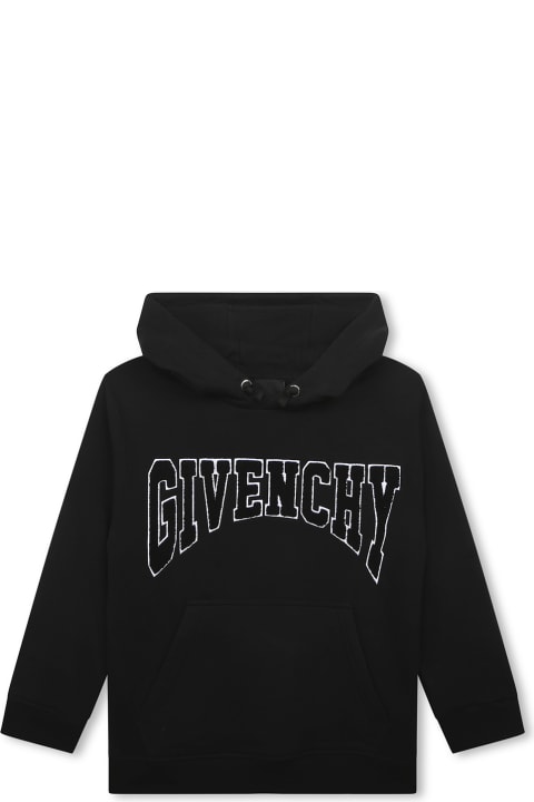 Givenchy for Kids Givenchy Black Hoodie With Embroidered Logo