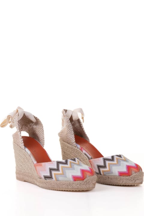 Sandals for Women Missoni Espadrilles In Chevron Fabric With Wedge And Ankle Laces