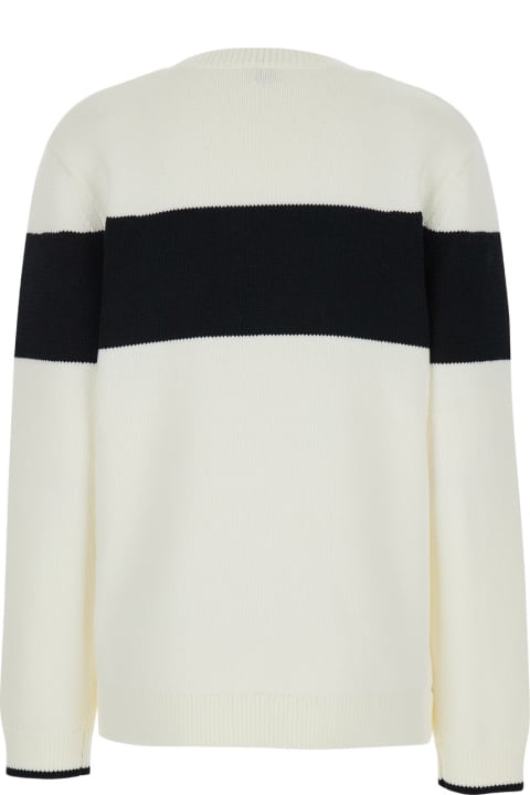 Totême Sweaters for Women Totême White Sweater With Contrasting Stripe In Cotton Blend Woman