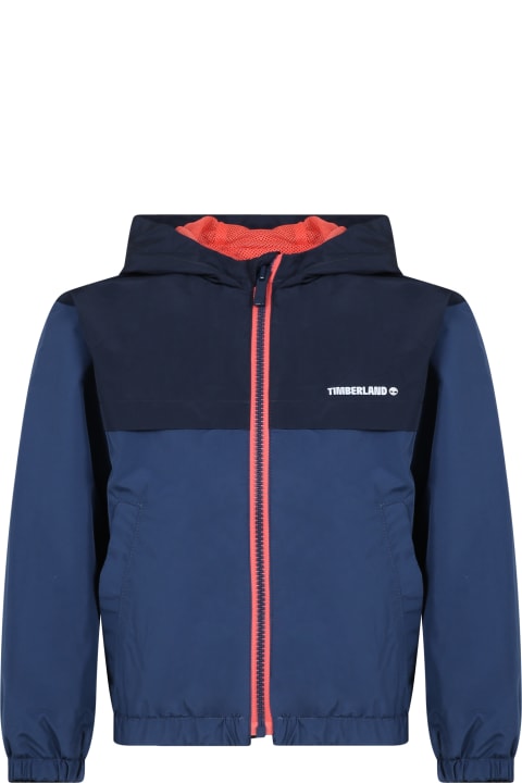 Timberland Coats & Jackets for Boys Timberland Blue Windbreaker For Boy With Logo