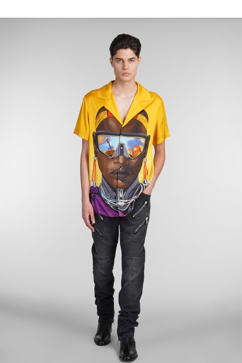 Shirts for Men Balmain Shirt In Yellow Viscose