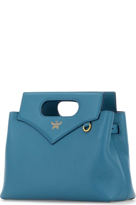 MCM Totes for Women MCM Turquoise Leather Mini Soft Diamond Handbag