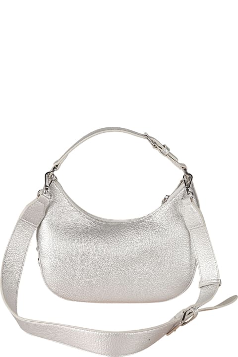 Fashion for Women Moschino Metallic Logo Stamp Top Zip Shoulder Bag