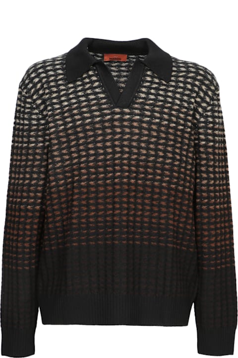 Missoni Clothing for Men Missoni Open Bouclã© Gradient Brown Polo Shirt