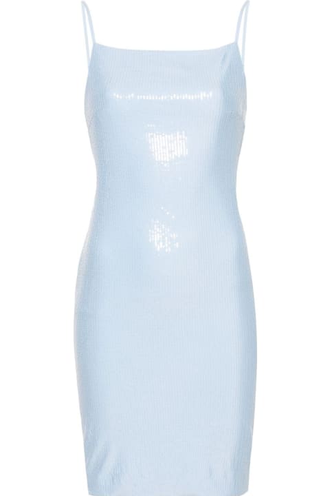 ウィメンズ新着アイテム Rotate by Birger Christensen Mini Light Blue Dress With Sequins In Stretch Fabric Woman