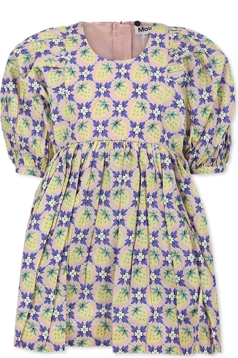 Homeware Molo Multicolor Dress For Girl With Strawberry And Floral Print
